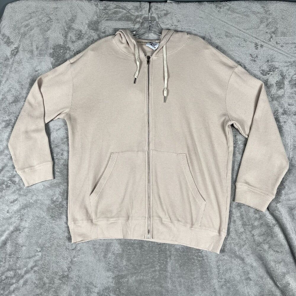 Princess Polly Audrey Oversized Full Zip Sweatshirt Jacket Oatmeal Waffle Sz 6